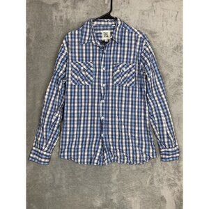 Paper Denim & Cloth Mens Large Blue Long Sleeve Button Front Shirt